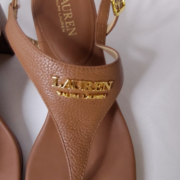 NIB Lauren Ralph Lauren Wescott Brown T-Strap Sandals - Picture 5 of 7